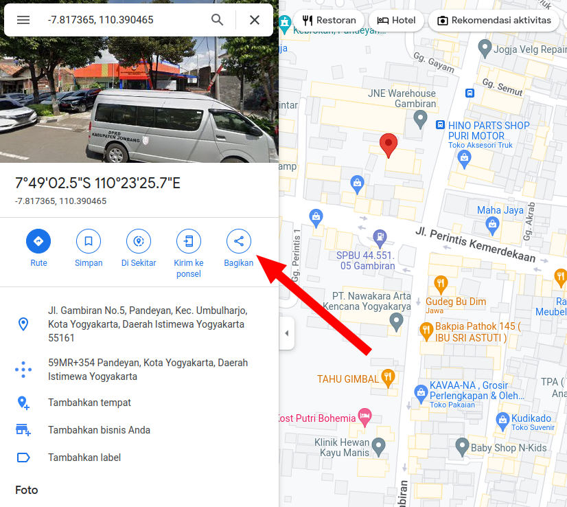 Cara untuk mendapatkan link google maps embed